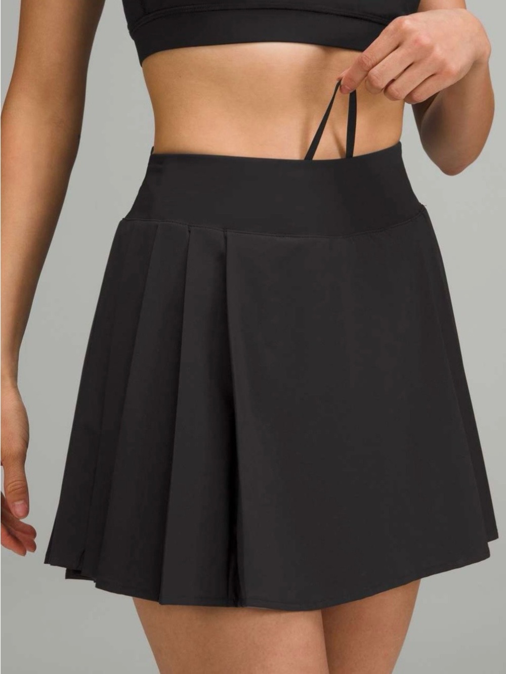 lululemon side pleat high rise tennis skirt black 4 W8ADUS